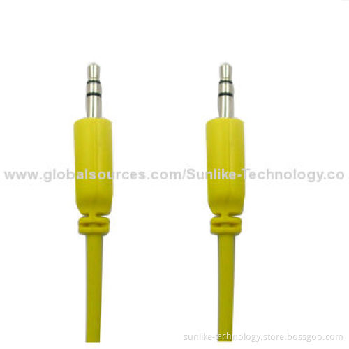 Audio Cable, Molding, Nickel-plated, Half-shiny, Half Matte, 3.5SP Male-to-male